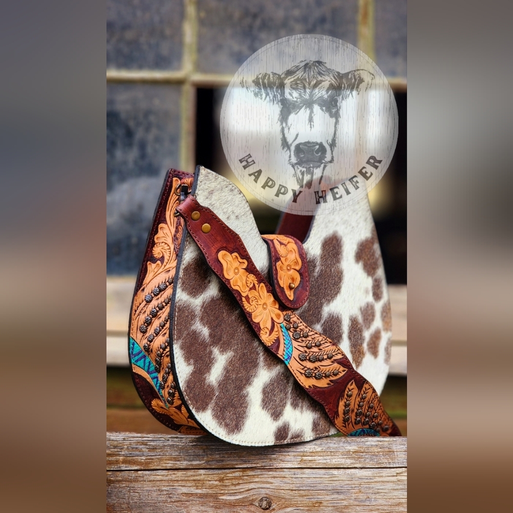 American Darling Genuine Cowhide and Floral Tooled
Hobo Bag. - Picture 7 of 11